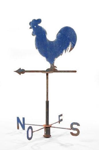 Appraisal: American Provincial Cut-Iron Rooster Weathervane first quarter th century the