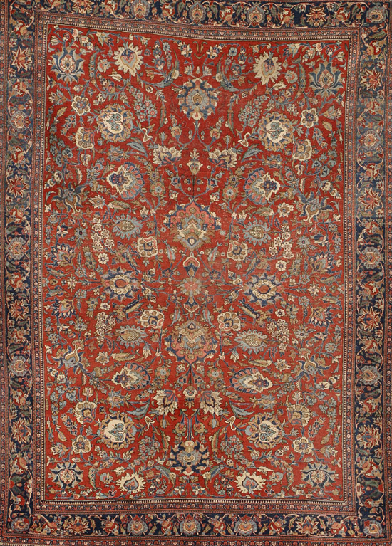 Appraisal: Keshan Rug Second Quarter th Century Red ground with palmette