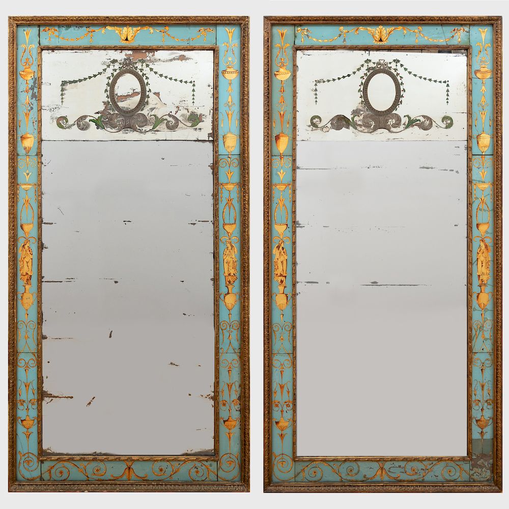 Appraisal: Pair of Neoclassical Style Verre glomis and Parcel-Gilt Mirrors Pair