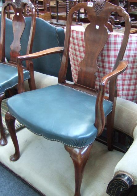 Appraisal: A set of four mahogany George I style dining chairs