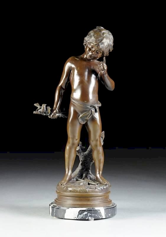 Appraisal: AFTER AUGUSTE MOREAU French - TH CENTURY A PATINATED BRONZE