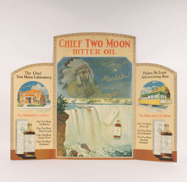 Appraisal: Vintage Chief Two Moon Bitter Oil folding cardboard litho point