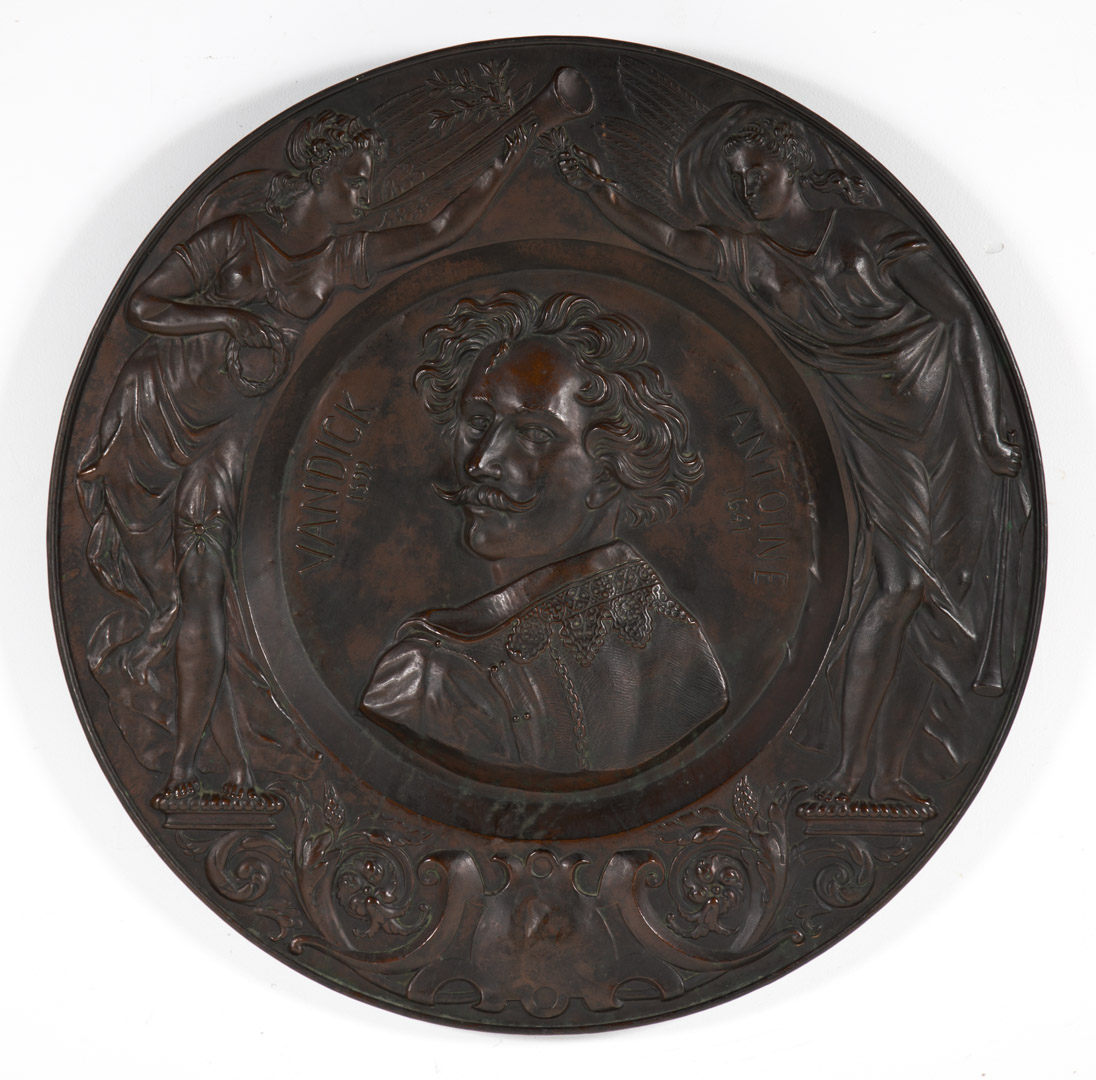 Appraisal: Continental stamped metal charger of Anthony Van Dyck copper patina