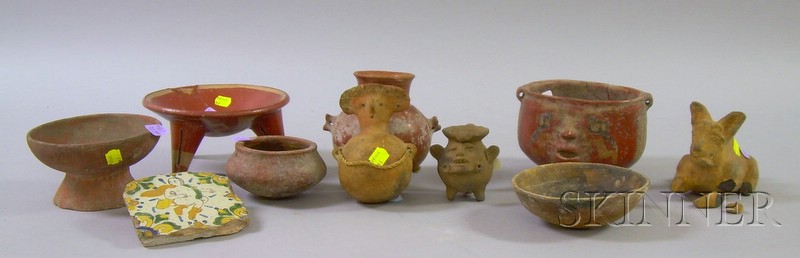 Appraisal: Nine Pre-Columbian Vessels and a Spanish Tile