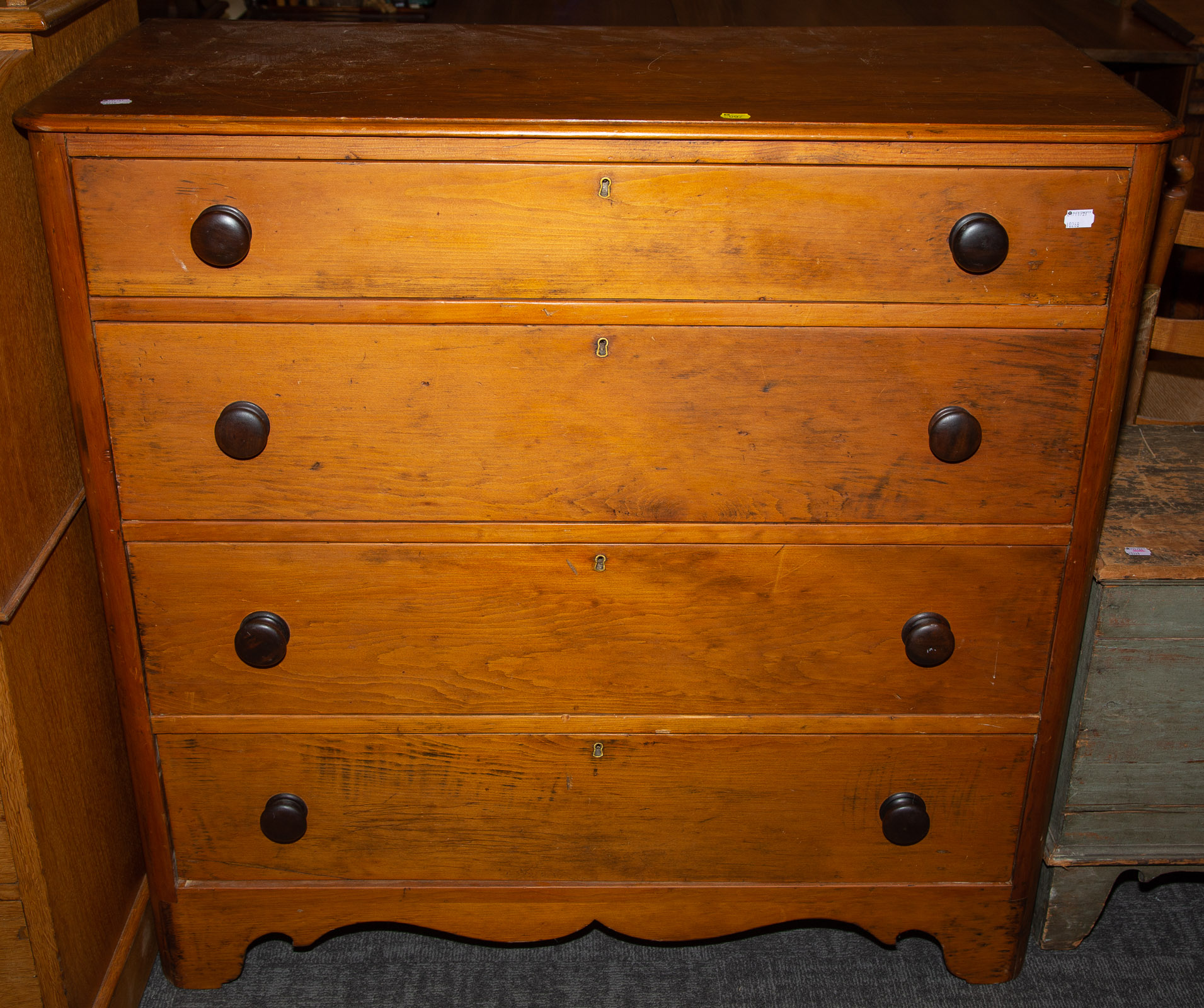 Appraisal: AMERICAN VERNACULAR PINE CHEST OF DRAWERS nd half- th century