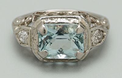 Appraisal: Aquamarine ring center set mixed-cut aquamarine estimated weight cts transparent