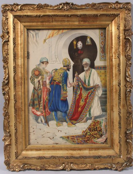 Appraisal: Early hand-colored print of Oriental subject x x framed Good