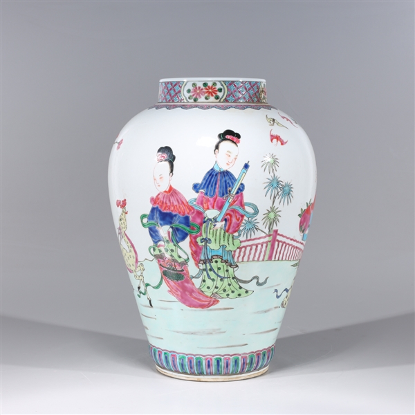 Appraisal: Chinese famille rose enameled porcelain vase with flowering trees beauties