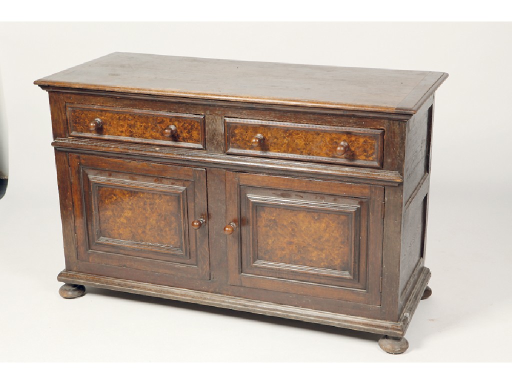 Appraisal: A WILLIAM AND MARY STYLE OAK DRESSER BASE the rectangular