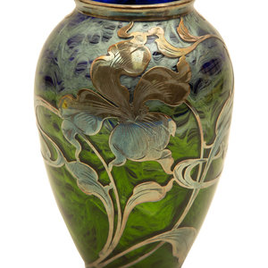 Appraisal: A Loetz Titania Sterling Overlaid Glass Vase Early th Century