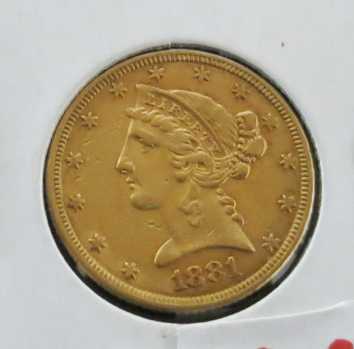 Appraisal: U S FIVE DOLLAR GOLD COIN Liberty head type with