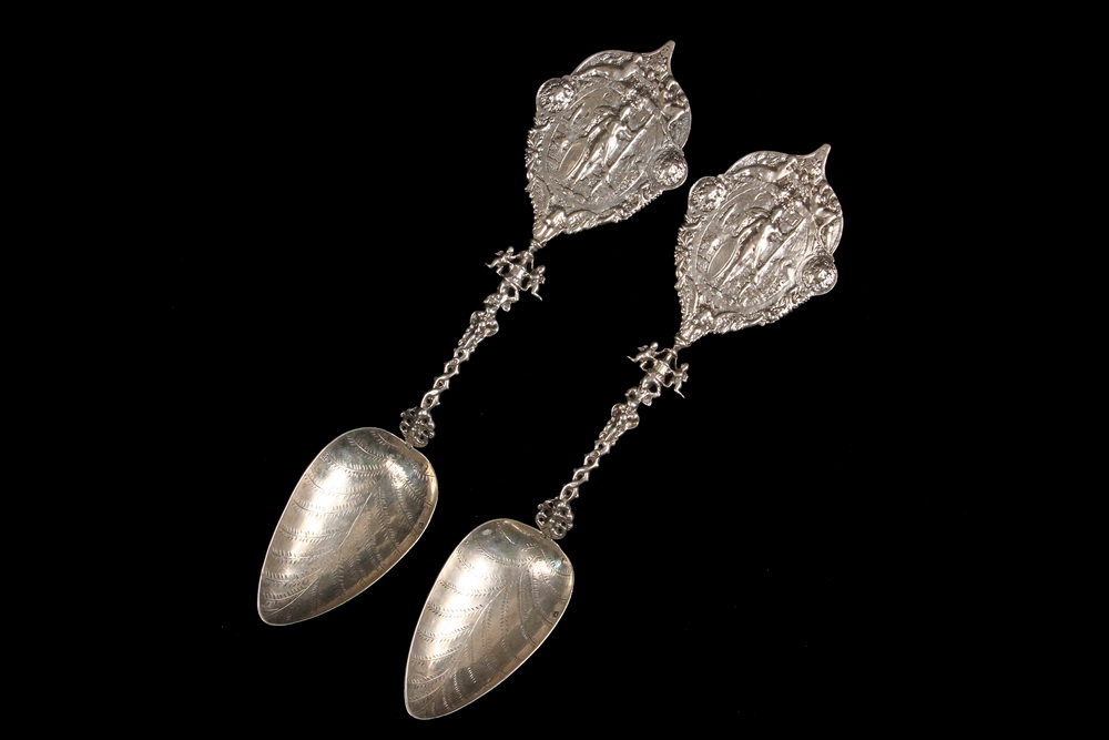 Appraisal: PR SPOONS - Pair of late th Century Dutch Silver