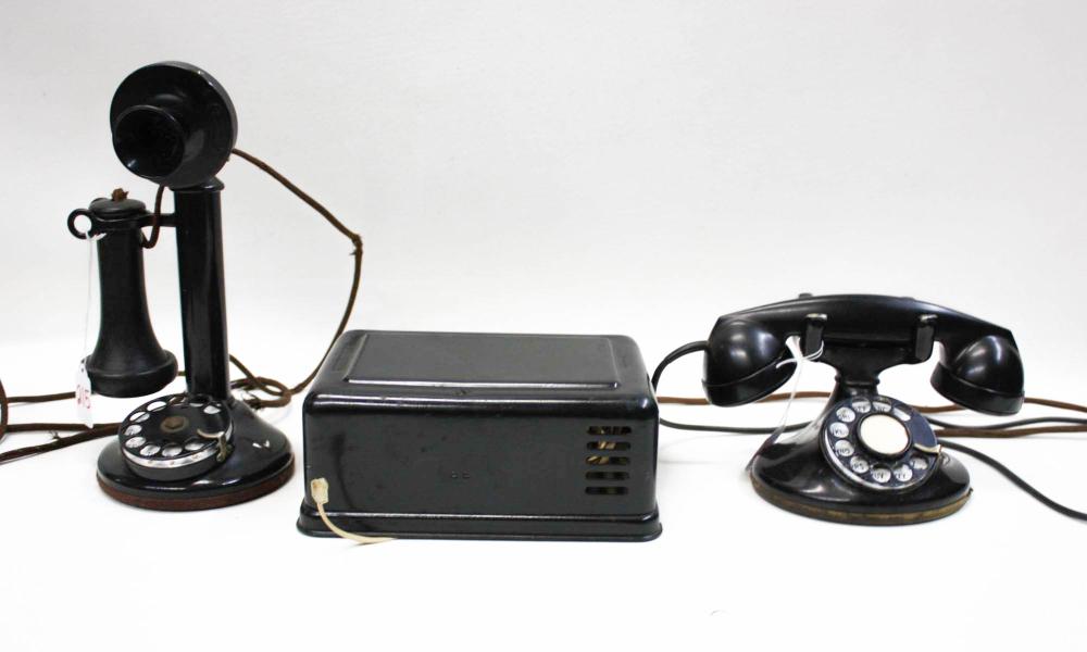 Appraisal: TWO VINTAGE TELEPHONES American Tel Tel Co model candlestick having