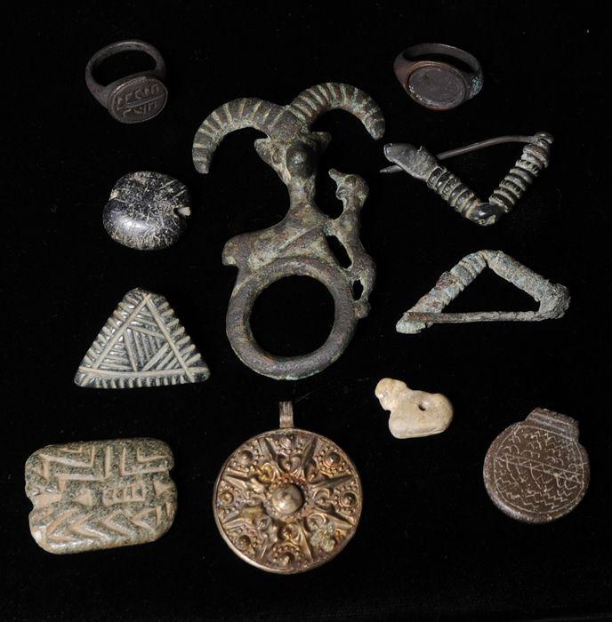 Appraisal: Assorted Pendants Rings Ornaments and Fittings