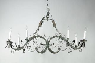 Appraisal: Tole Painted Six Light Chandelier Tole painted six light chandelier