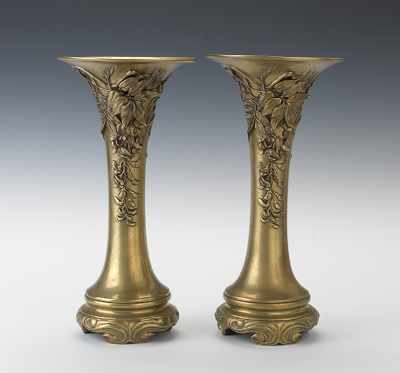 Appraisal: A Pair of Chinese Brass Trumpet Shape Vases Each of