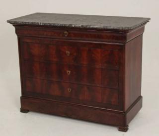 Appraisal: LOUIS PHILIPPE CROTCH MAHOGANY FRONT COMMODE LOUIS PHILIPPE CROTCH MAHOGANY