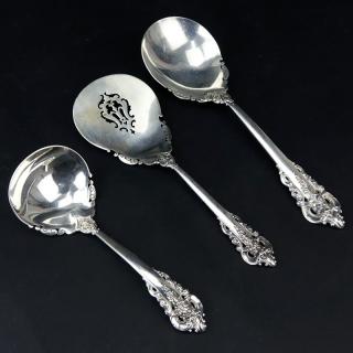 Appraisal: Collection of Three Wallace Grand Baroque Sterling Silver Serving Spoons