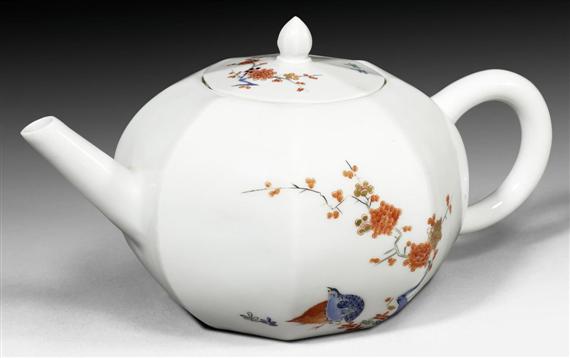 Appraisal: TEAPOT WITH LID DECORATED IN 'WACHTELDEKOR' MEISSEN CIRCA - WITH