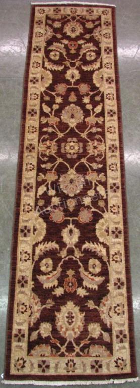 Appraisal: Handmade Oriental Runner Rug Jaipur design brown field with red