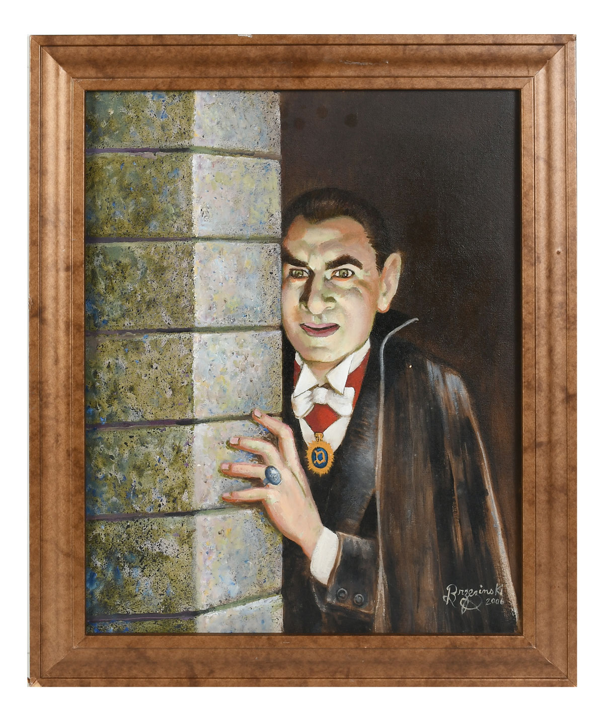 Appraisal: BRZEZINSKI Anton Polish-American Bela Lugosi - Dracula Oil Canvasboard ''