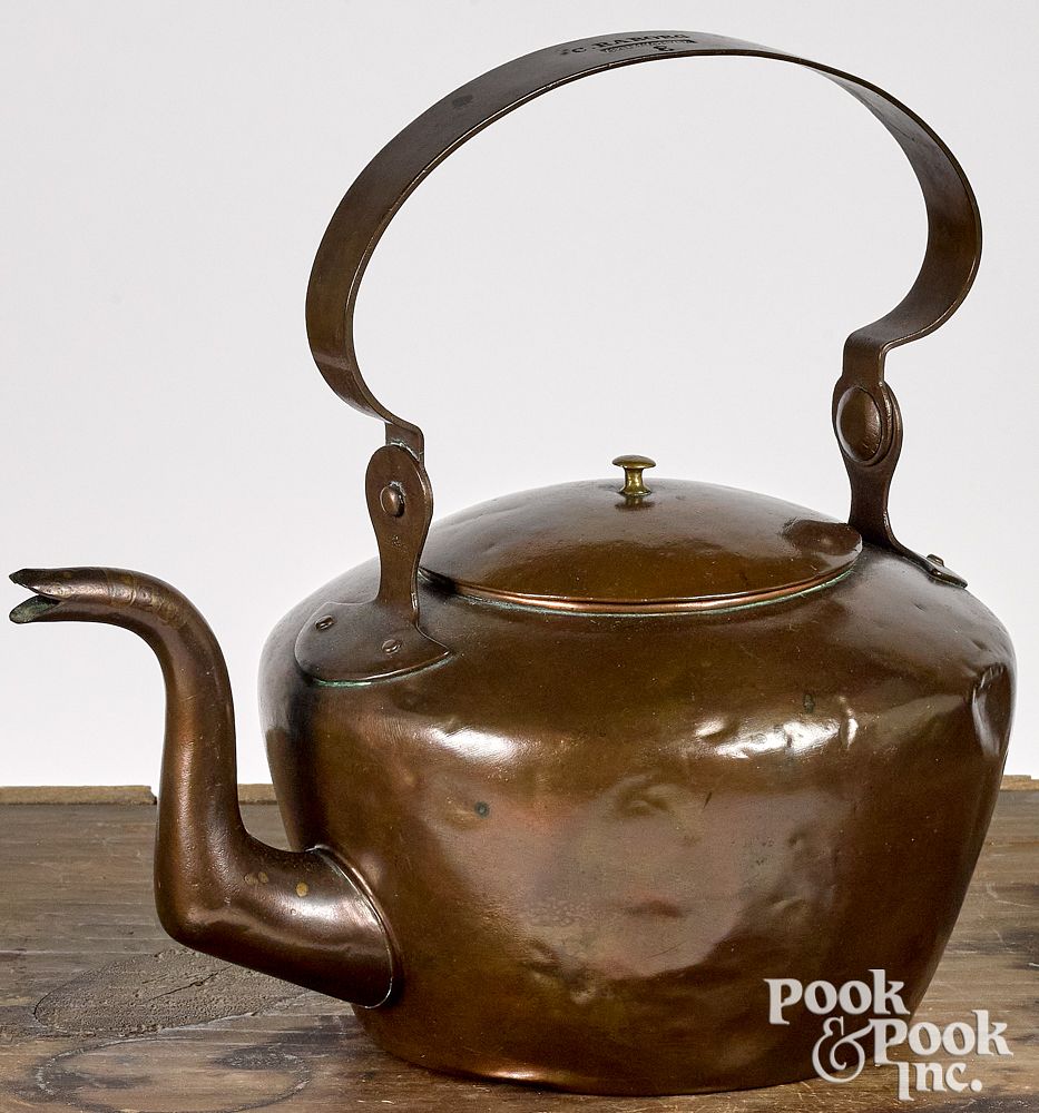 Appraisal: Christopher Raborg copper tea kettle Christopher Raborg - Baltimore Maryland