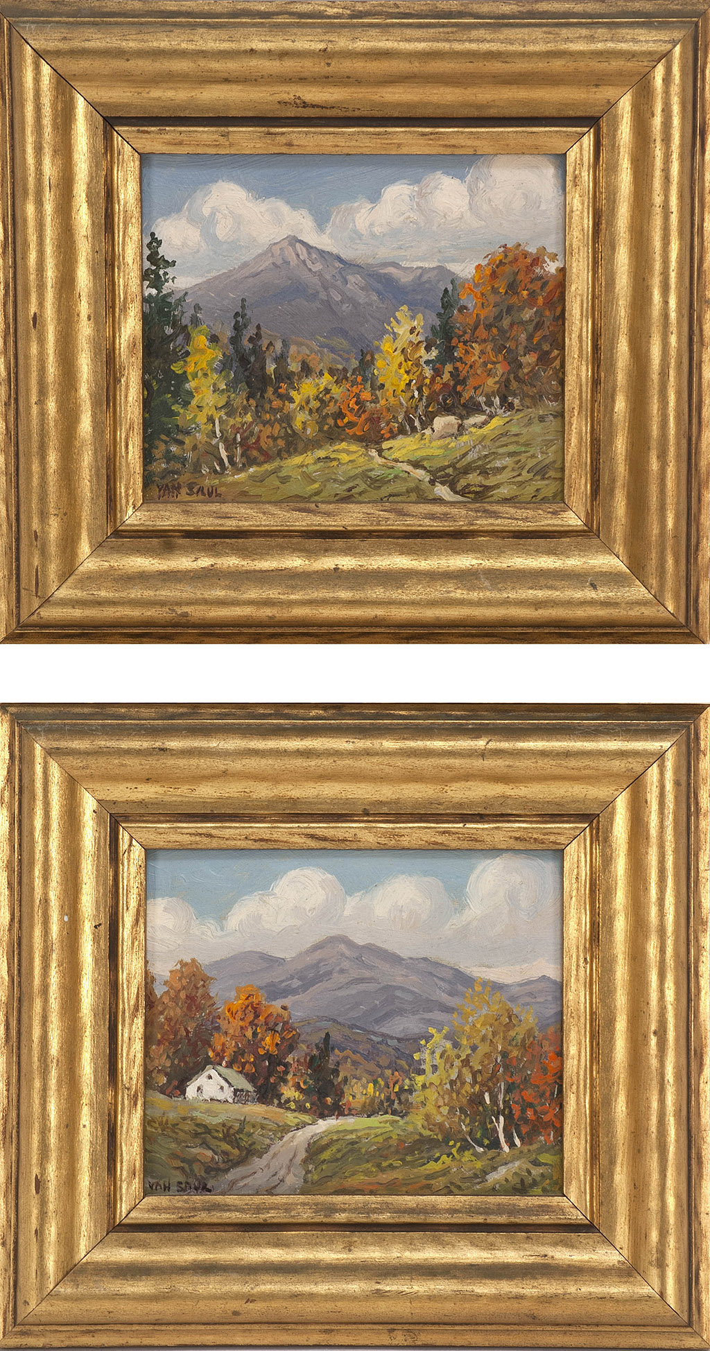 Appraisal: ATTRIBUTED TO WILLIAM FREDERICK PASKELLAmerican - Pair of mountain landscapes