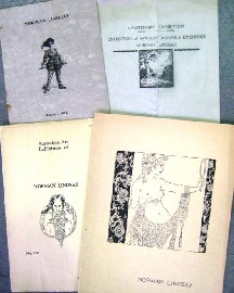 Appraisal: EXHIBITION CATALOGUES - Norman Lindsay Macleod Gallery Sydney Cover designs