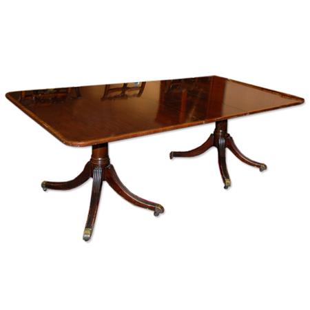 Appraisal: George III Style Banded Mahogany Double-Pedestal Dining Table Estimate -