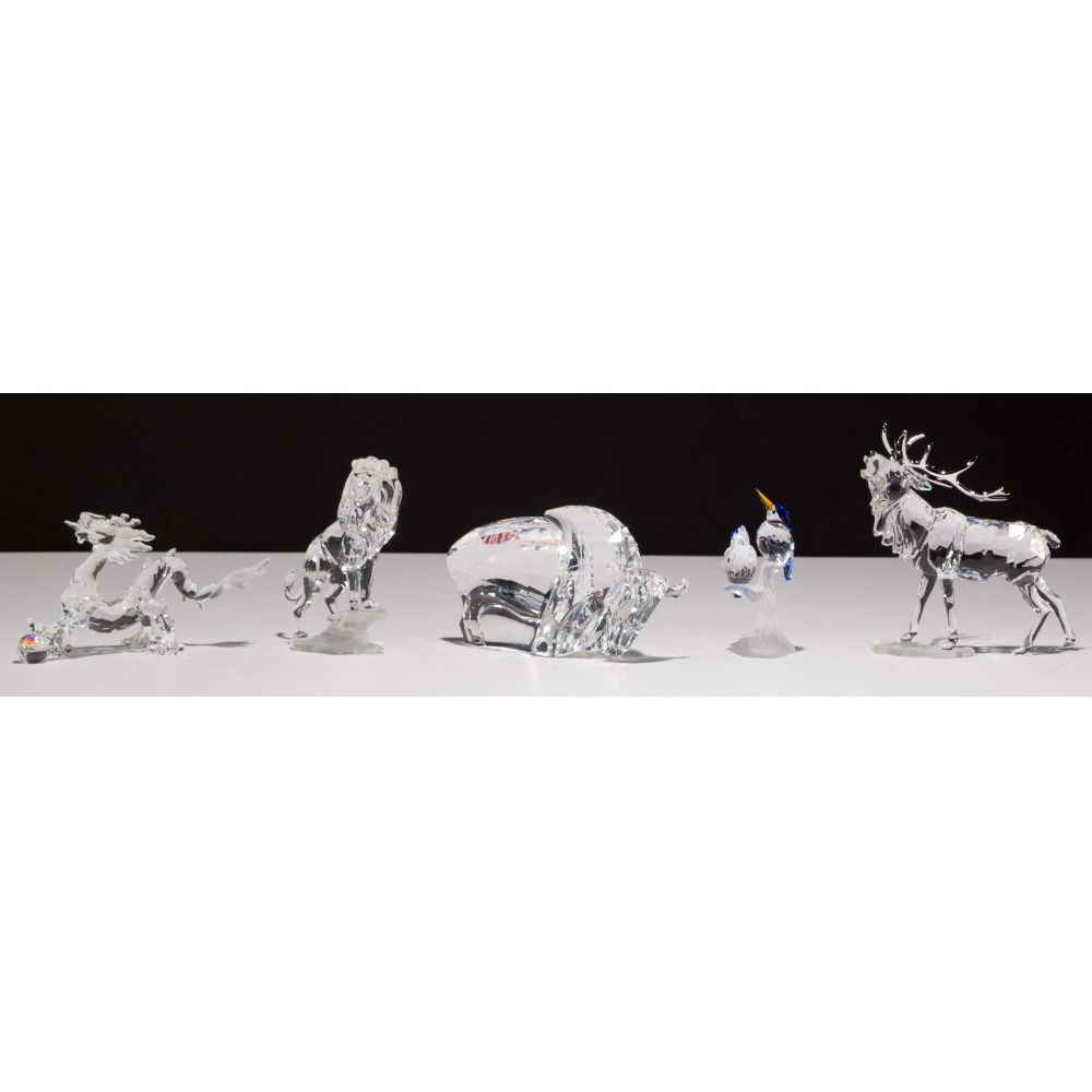 Appraisal: SWAROVSKI CRYSTAL ANIMAL ASSORTMENT items including Lion The Buffalo Stag