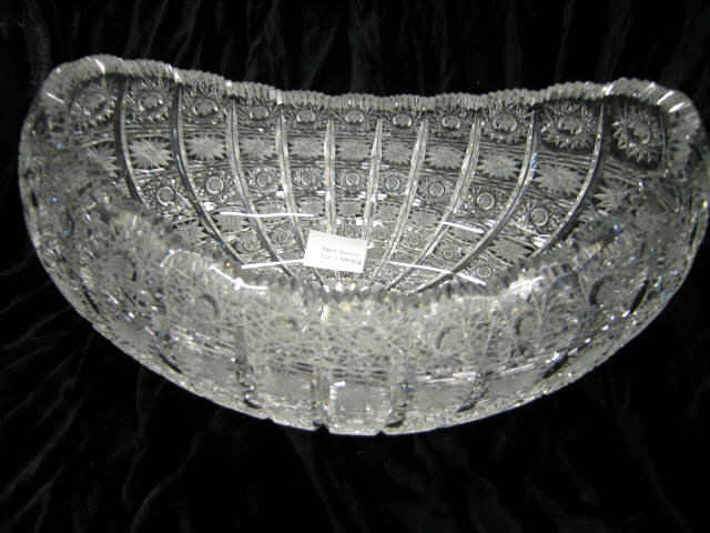 Appraisal: Cut Crystal Oval Fruit Bowl superb heavy overall cutwork