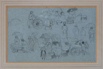 Appraisal: James Stark - Figure studies Pencil heightened with white on