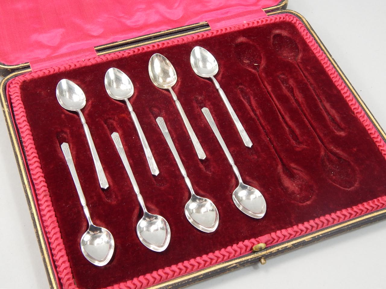 Appraisal: A part set of eight silver Art Deco style coffee