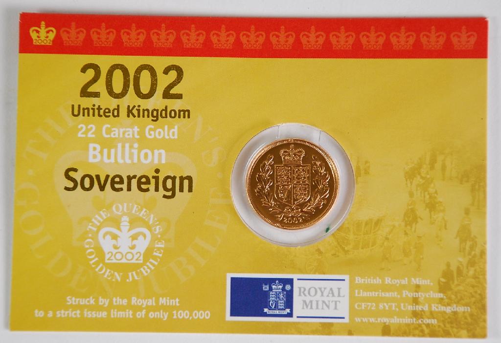 Appraisal: ELIZABETH II ct GOLD UNCIRCULATED BULLION SOVEREIGN card mounted in