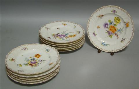 Appraisal: SET OF TWELVE DRESDEN DESSERT PLATES With crowned pale blue