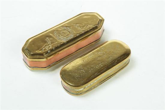 Appraisal: TWO TOBACCO BOXES Netherlands th century One is brass with