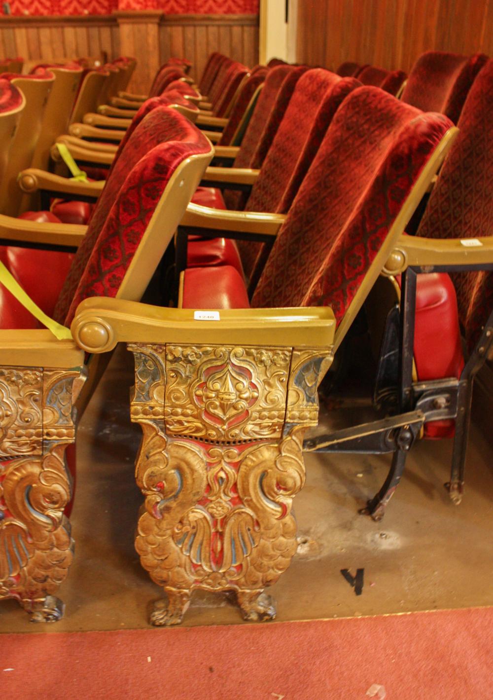 Appraisal: A ROW OF TWELVE VINTAGE THEATER SEATS approximate length