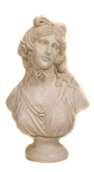 Appraisal: An Italian Carrara marble bust of a woman on a