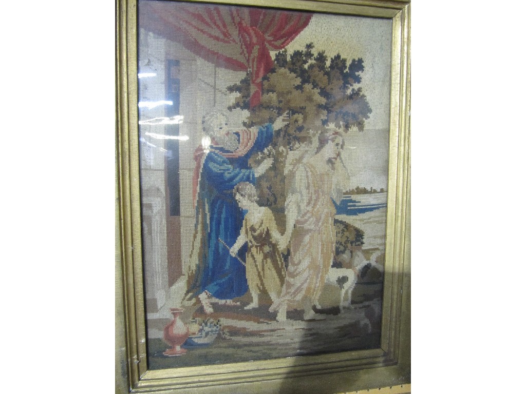 Appraisal: Framed tapestry picture of a classical scene and a drawing