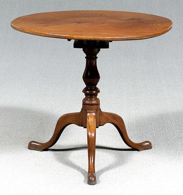 Appraisal: Chippendale mahogany tea table tilting one board figured mahogany top