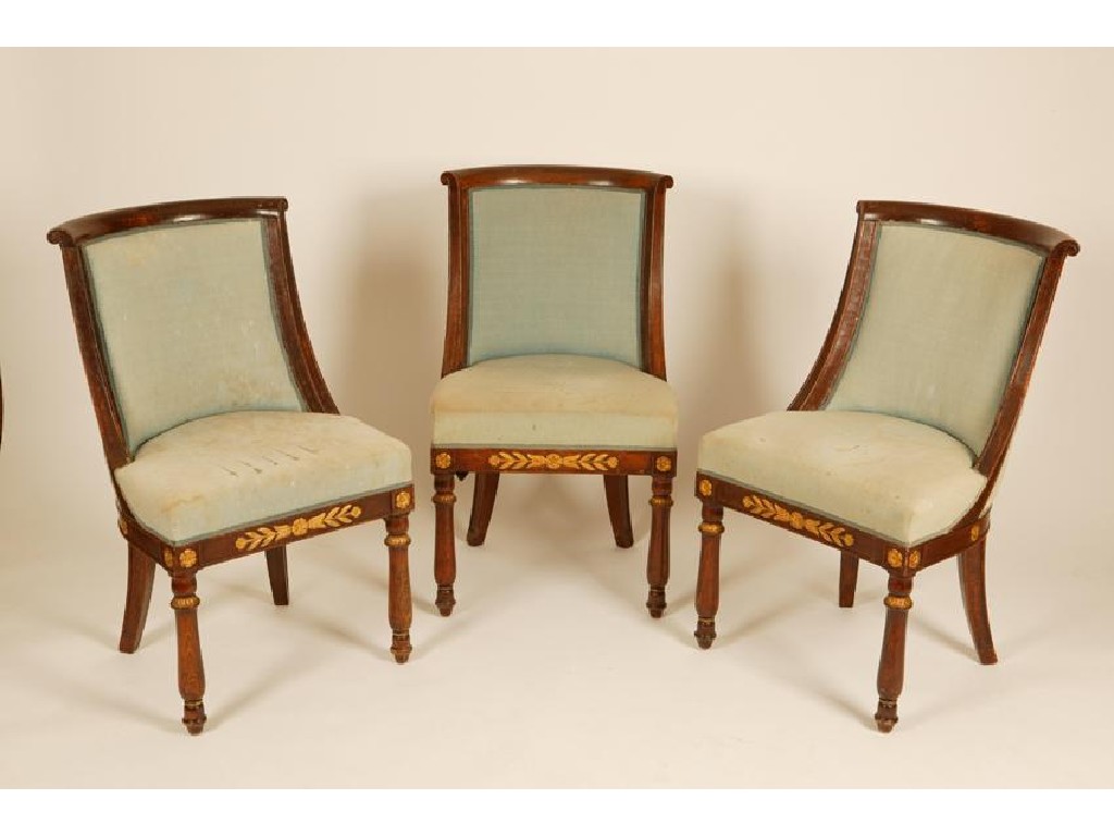 Appraisal: A SET OF THREE EMPIRE GRAINED WOOD AND PARCEL-GILT OCCASIONAL