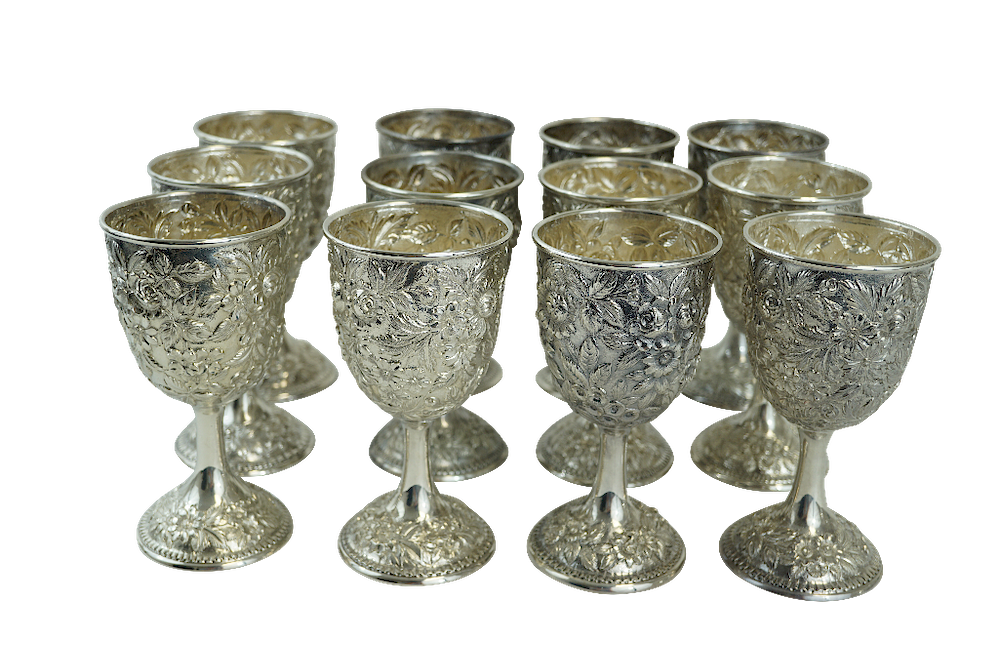 Appraisal: Twelve Sterling S Kirk Son Repousse Water Goblets Set of