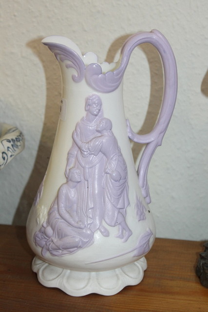 Appraisal: A VICTORIAN PATENT SALTGLAZE JUG of baluster form with shaped