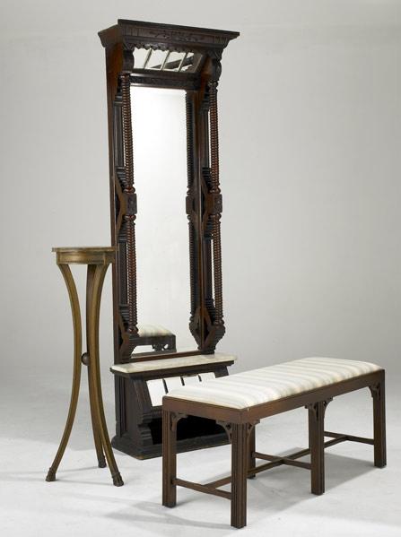 Appraisal: VICTORIAN Pier mirror together with a mahogany frame window bench