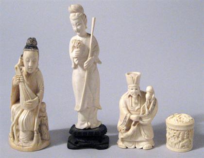 Appraisal: Four Chinese elephant ivory studies th century Comprised of two