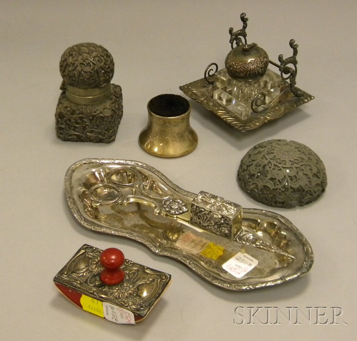 Appraisal: Seven Assorted Sterling Silver and Silver Plated Desk Items an