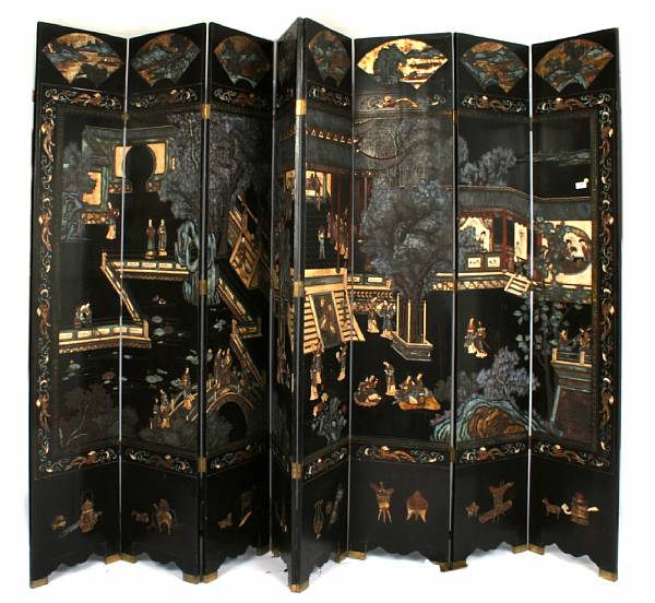 Appraisal: A Chinese eight panel coromandel screen th century height ft