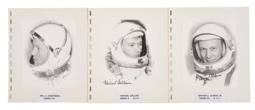 Appraisal: Apollo Crew Photographic portraits of Neil Armstrong Michael Collins and