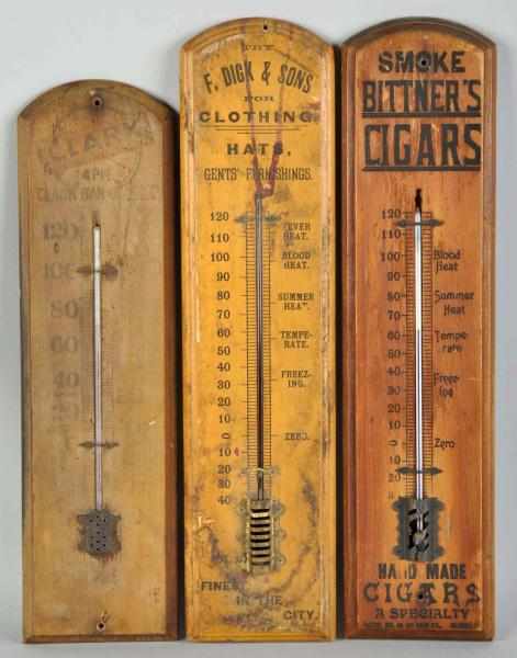 Appraisal: Lot of Wooden Advertising Thermometers Description Includes F Dick Sons