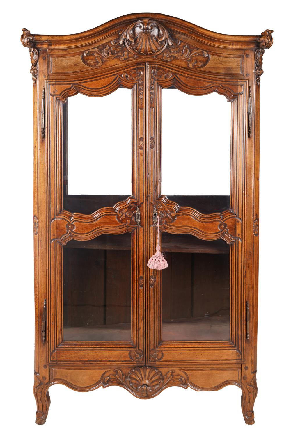 Appraisal: FRENCH PROVINCIAL CABINETwith two glazed doors Condition back partially removed